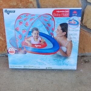 Aqua Blue and Red Pool Float Toy with Sun Shade